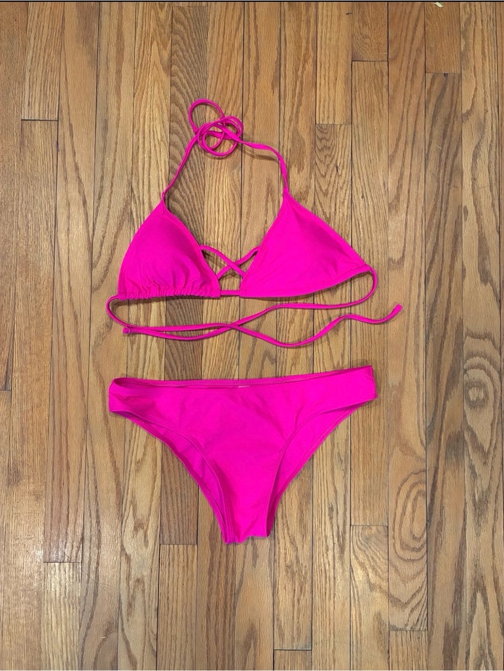 Hot Pink Women's Triangle Bikini Set